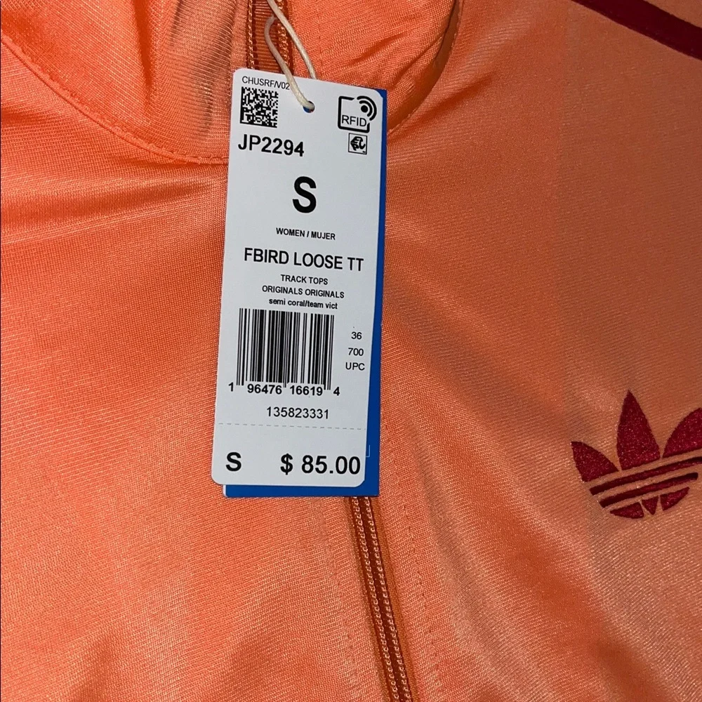 Adidas Originals Vibrant Coral Track Jacket with Red Logo - Picture 4 of 4